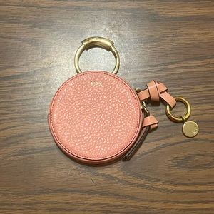 Chloe Alphabet Small Round
Coin Purse in Pink Leather with Gold Hardware